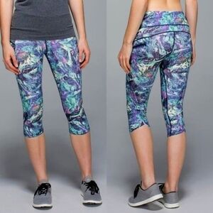 Lululemon Run Top Speed Crop Iridescent Multi-Color Crop Leggings